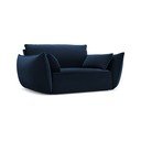 Tumši zils samta atpūtas krēsls Vanda – Mazzini Sofas