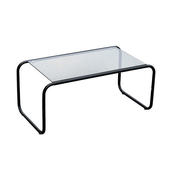 Melns žurnālgaldiņš ar stikla galda virsmu 40x80 cm Ventana – Leitmotiv