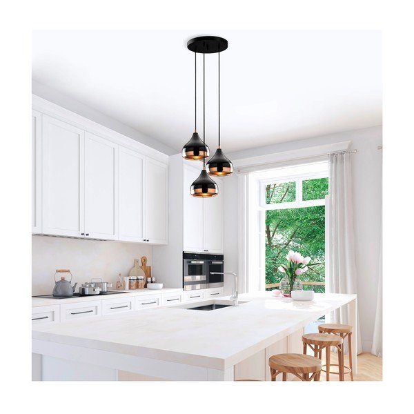 Melna un vara krāsas griestu lampa ar 3 spuldzēm Opviq gaismas Yildo-image-1