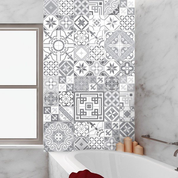 60 dekoratīvo sienas uzlīmju komplekts Ambiance Shades of Grey, 15 x 15 cm-image-3