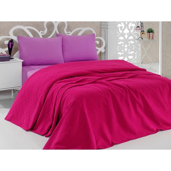 Gultas pārklājs Pique Magenta, 200x240 cm
