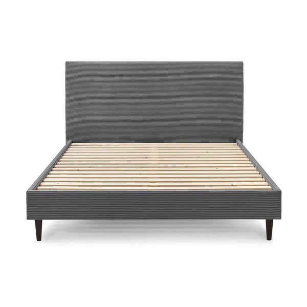 Tumši pelēka velvets divguļamā gulta Bobochic Paris Anja Dark, 180 x 200 cm-image-1