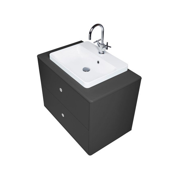 Antracīta pelēks piekarams skapītis ar izlietni un bez jaucējkrāna 80x62 cm Color Bath – Tom Tailor-image-3