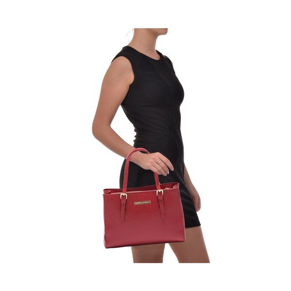 Rozā ādas rokassomiņa Isabella Rhea Classic Rosso-image-1