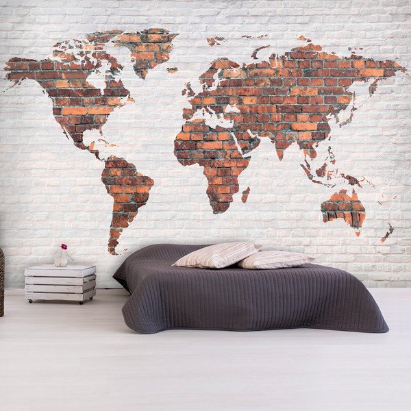 Lielformāta tapetes Bimago Brick World Map Wall, 400 x 280 cm-image-1