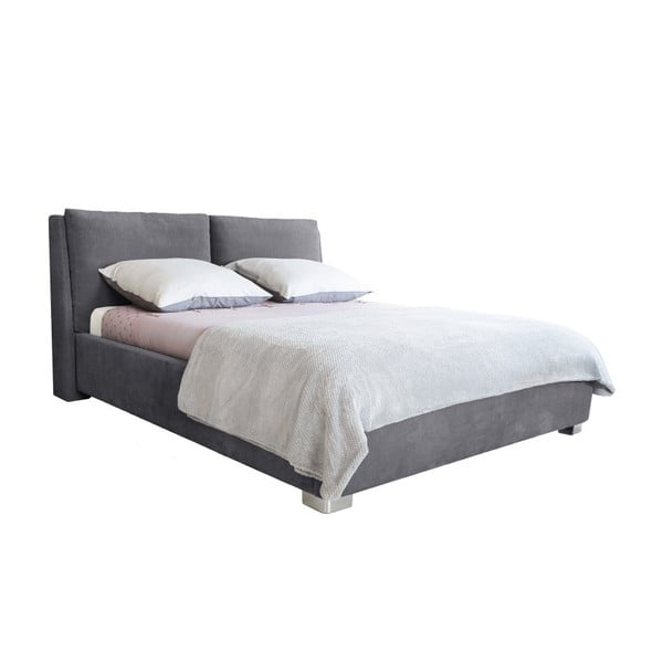 Pelēka divguļamā gulta Mazzini Beds Vicky, 140 x 200 cm