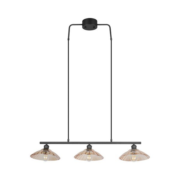 Melna/dzintara dzeltena metāla piekaramā lampa ar stikla abažūru Eluna – Reality