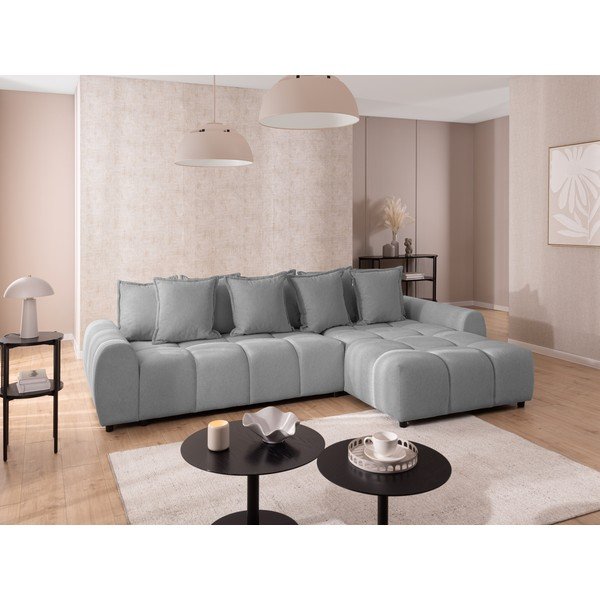 Pelēks stūra dīvāns (ar labo stūri/ar zvilni) Albane  – Ropez-image-1