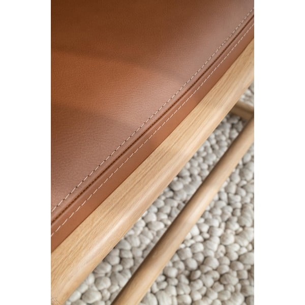 Kāju soliņš ar ozola masīvkoka konstrukciju un brūnas bifeļu ādas detaļām Gazzda Dedo-image-4