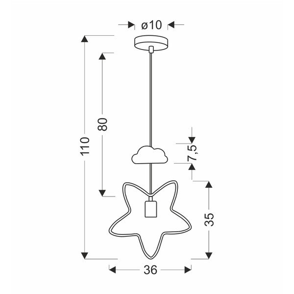 Melna/balta bērnu lampa ar metāla abažūru Single – Candellux Lighting-image-2