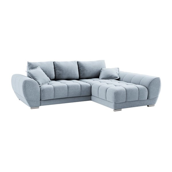 Gaiši zils Windsor & Co Sofas Cloudlet dīvāns ar guļamvietu, labais stūris