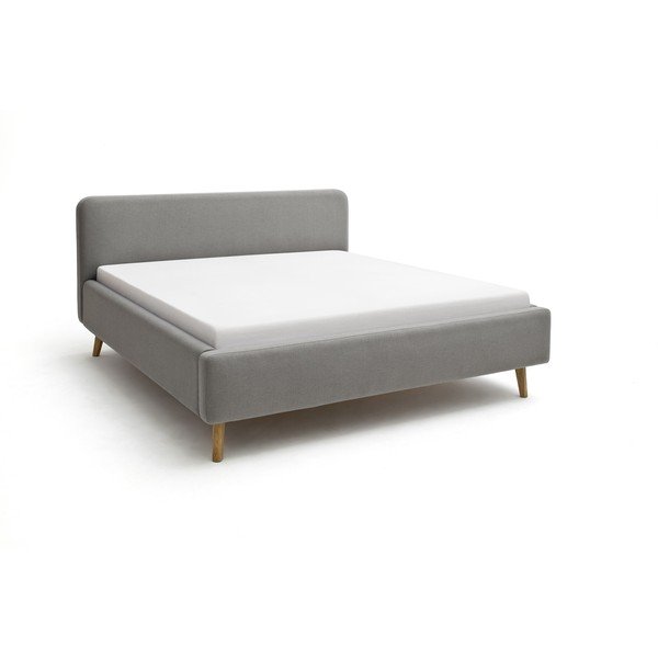 Pelēkbrūna polsterēta divvietīga gulta bez režģa 180x200 cm Mattis – Meise Möbel