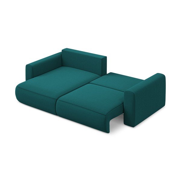 Tirkīzzils samta salokāms/ar uzglabāšanas vietu stūra dīvāns (ar kreiso stūri/ar zvilni) Kapua – Makamii-image-3