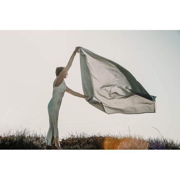 Gaiši pelēks pleds ar kokvilnu Euromant Summer Linen, 140 x 180 cm-image-1