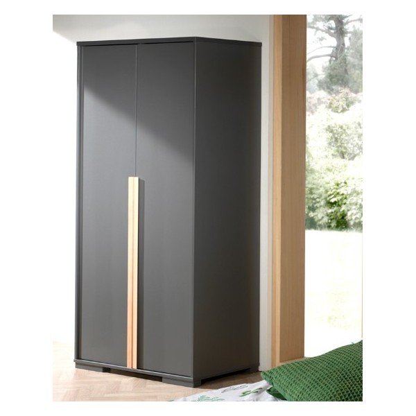 Tumši pelēks bērnu drēbju skapis 98x195 cm London – Vipack-image-1
