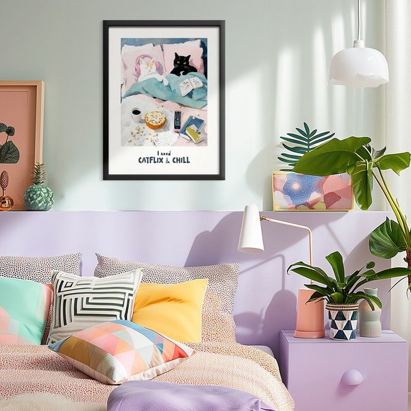 Drukāta glezna ar rāmi 30x40 cm Catflix – Styler-image-1