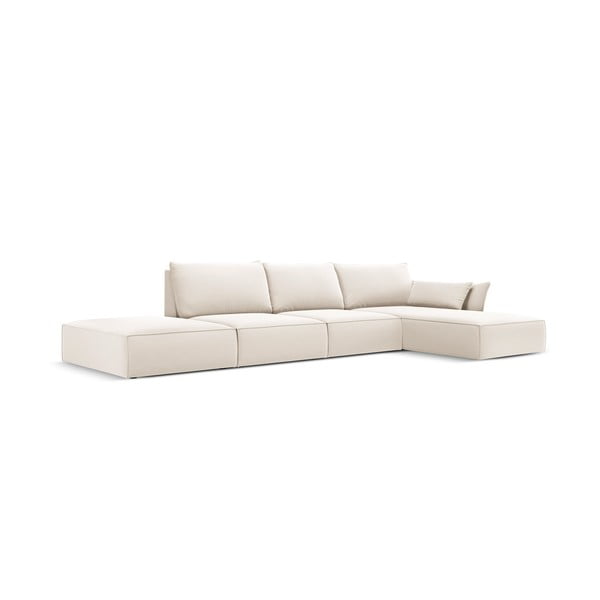 Bēšs samta stūra dīvāns (ar labo stūri/ar zvilni) Vanda – Mazzini Sofas-image-2