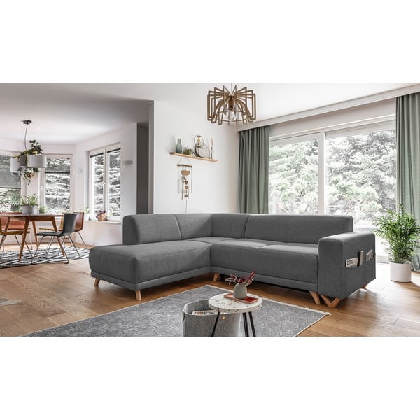 Pelēks salokāms/ar uzglabāšanas vietu stūra dīvāns (ar kreiso stūri/L veida) Classy Sophie – Miuform-image-3