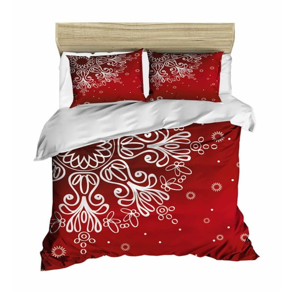 Gultas veļas un palagu komplekts divguļamai gultai Sarkanā sniegpārsliņa, 200 x 220 cm