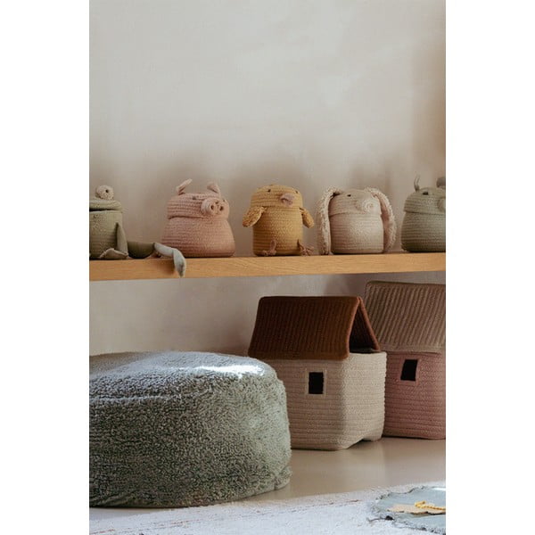 Gaiši rozā tekstila bērnu rotaļlietu grozs ø 17x15 cm Mini Peggy the Pig – Lorena Canals-image-3