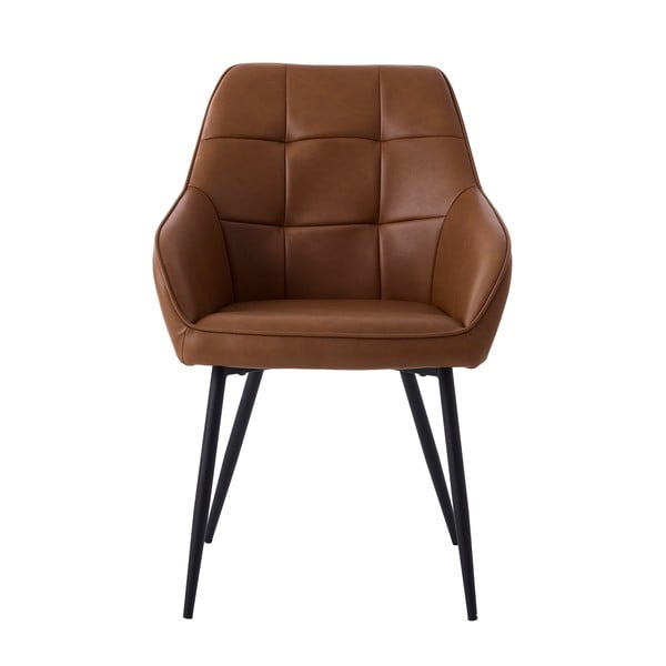 Brūni polsterēti ēdamistabas krēsli ar roku balstiem (2 gab.) Nolan Square – Unique Furniture-image-3