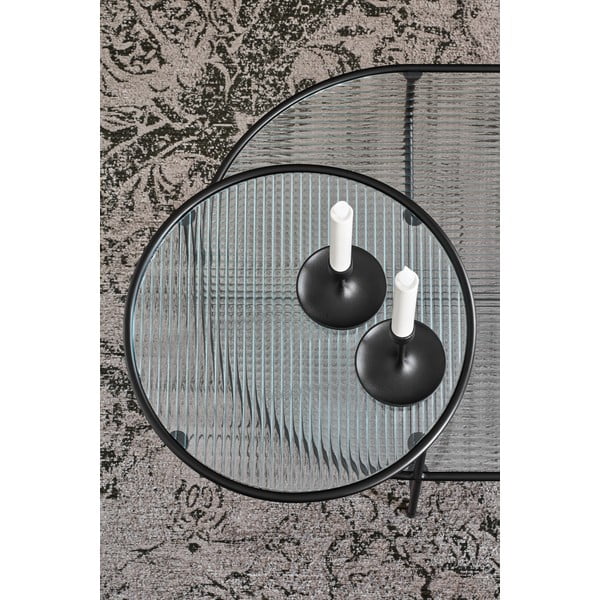 Melns kafijas galdiņš ar stikla virsmu Teulat Nix-image-1