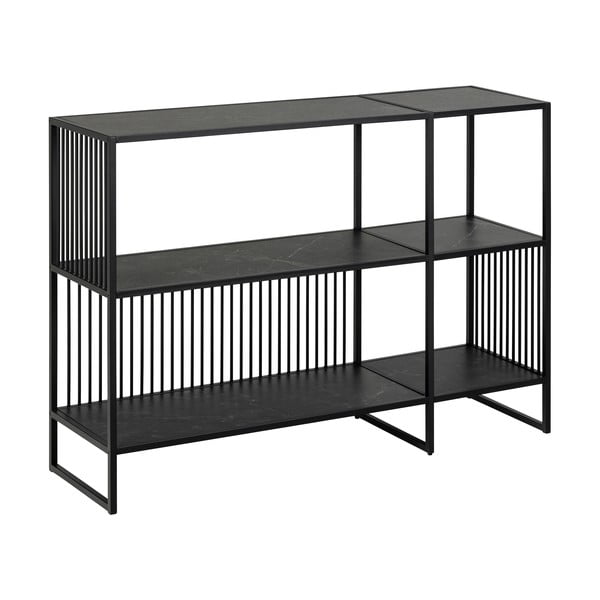 Melns grāmatplaukts ar akmens imitāciju 120x83 cm Strington – Actona-image-2