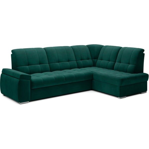 Zaļš samta salokāms/ar uzglabāšanas vietu stūra dīvāns (ar labo stūri/L veida) Sado – ELTAP-image-2