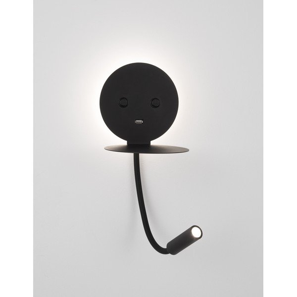 Melna alumīnija LED sienas lampa ar saliekamu konstrukciju/ar USB portu Eclip – Nova Luce-image-4