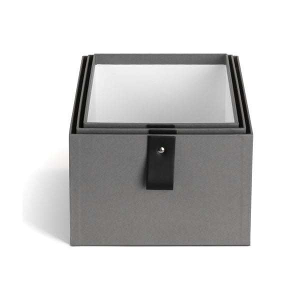 Pelēkas kartona uzglabāšanas kastes (3 gab.) 20,5x29,5x14,5 cm Aston Paper Laminate – Bigso-image-3