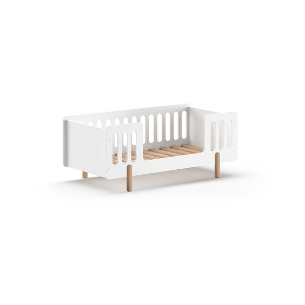Balta priedes masīvkoka bērnu gultiņa 70x140 cm SMILE – Vipack