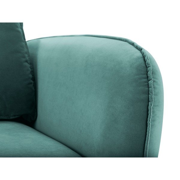 Zilganzaļš samta atpūtas krēsls ar melnām kājām Kooko Home Lento-image-3