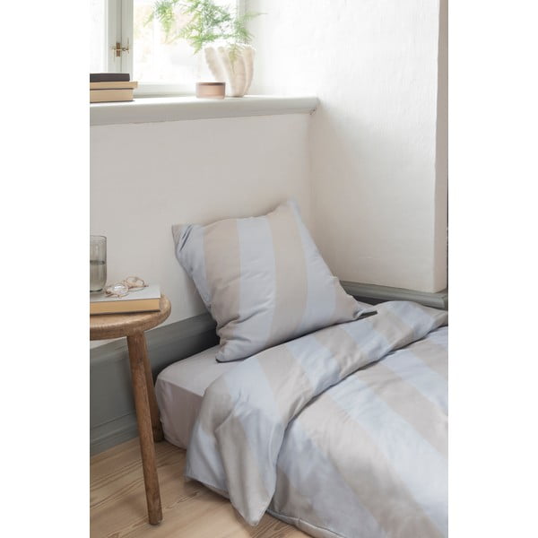 Gaiši pelēka/bēša divguļamā gultas veļa no kokvilnas satīna 200x220 cm Diagonal – Mette Ditmer Denmark-image-1