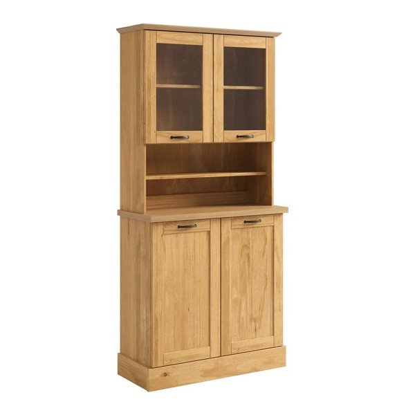 Gaiša dabīga toņa priedes masīvkoka vitrīna 86x181,5x37 cm Teramo – Støraa-image-4