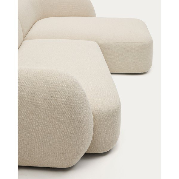 Krēmkrāsas stūra dīvāns no šenila auduma (ar labo stūri/ar zvilni) Martina – Kave Home-image-1