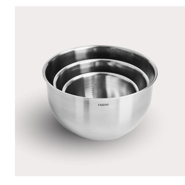 Sudraba krāsas nerūsējošā tērauda bļodas (3 gab.) ø 24 cm Lucca 3.0 – FABINI-image-2