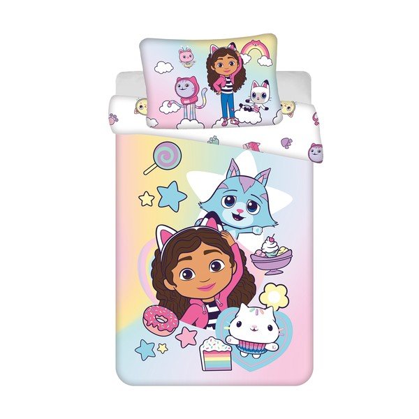 Kokvilnas bērnu gultas veļa bērnu gultiņai 100x135 cm Gabby's Dollhouse "Sugar Dream" – Jerry Fabrics