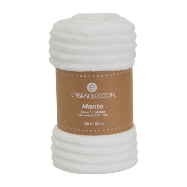 Balts mikroplīša pleds 130x160 cm Fur Velvet – Casa Selección-image-4