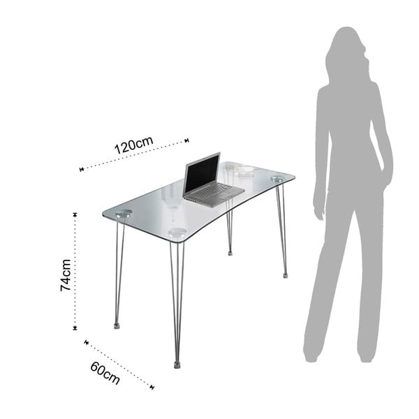 Tomasucci darba galds ar stikla virsmu, 60 x 120 cm-image-1