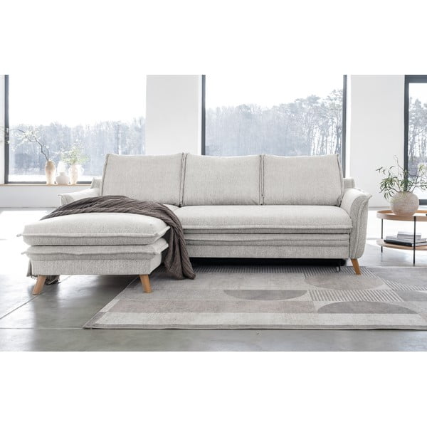 Bēšs salokāms stūra dīvāns (ar kreiso stūri) Charming Charlie – Miuform-image-1