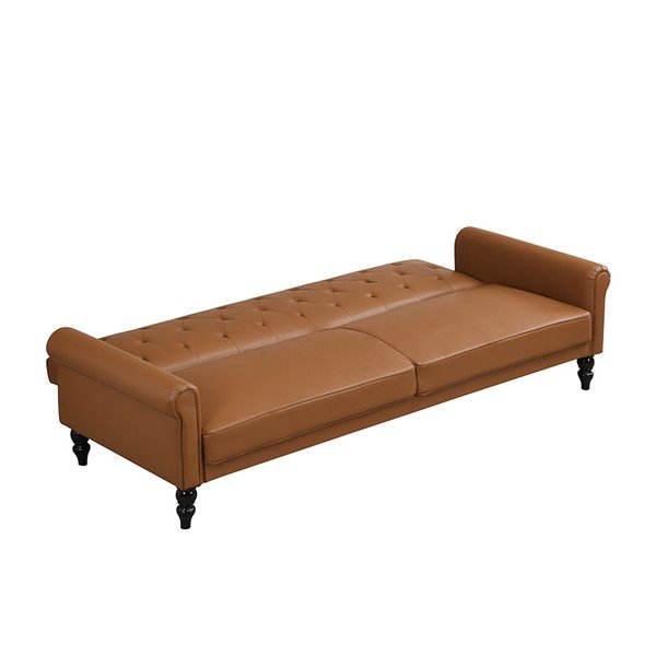 Konjakbrūns regulējams/salokāms dīvāns no ādas imitācijas 222 cm Tyne – Støraa-image-4