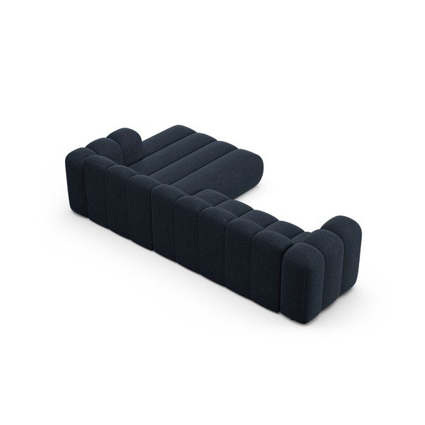 Tumši zils stūra dīvāns no šenila auduma (ar labo stūri/ar zvilni) Lupine – Micadoni -image-3