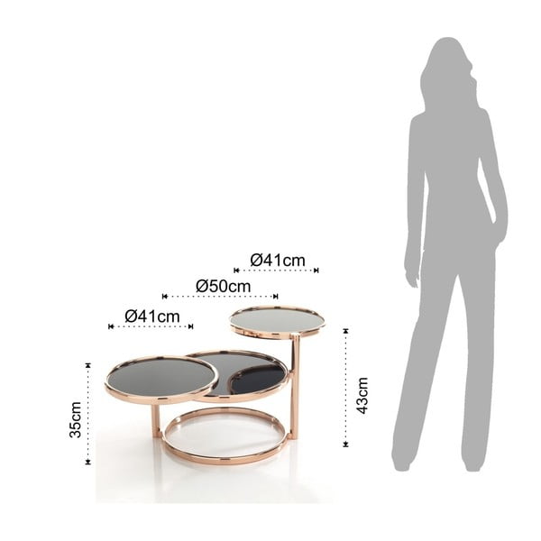 Kafijas galdiņš vara krāsā ar melnu virsmu Tomasucci Tree Rings Cooper, ⌀ 50 cm-image-1