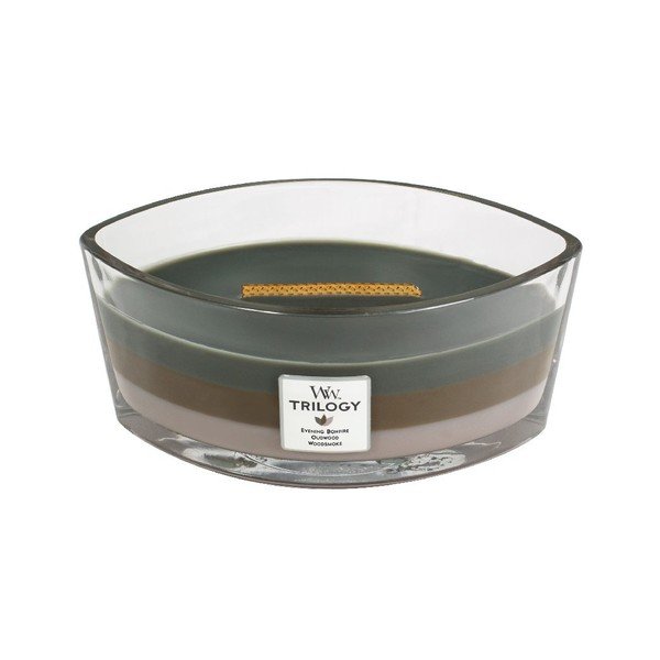 Aromātiskā trīsslāņu svece WoodWick Cozy Log Cabin, degšanas laiks 30 stundas