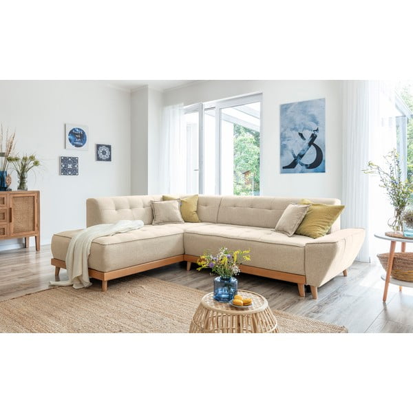 Bēšs salokāms stūra dīvāns Dazzling Daisy – Miuform-image-3