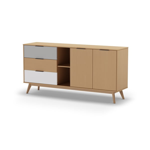 Dabīga toņa zema kumode no priedes 165x81 cm Elfa – Marckeric-image-2