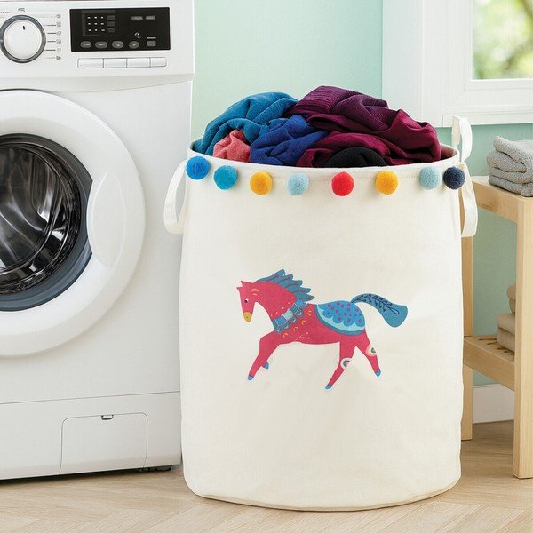 Balts tekstila bērnu rotaļlietu grozs ø 38x48 cm Mimo Eclectic Horse – Premier Housewares-image-3