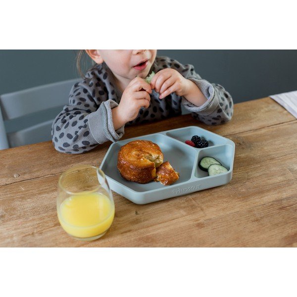 Zils silikona bērnu šķīvis 16x25 cm – Kindsgut-image-4