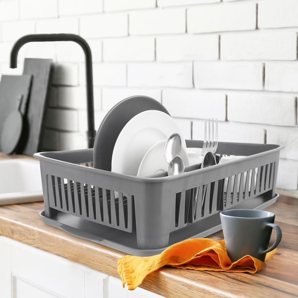 Pelēks plastmasas trauku žāvētājs – Orion-image-1