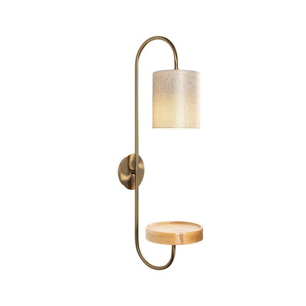 Metāla sienas lampa zelta krāsā ar krēmkrāsas abažūru Opviq lights Marylena-image-3